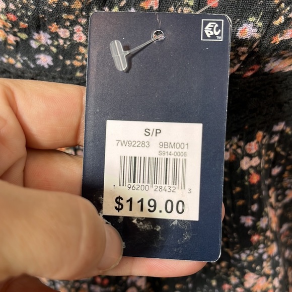 Lucky Brand Floral Dress Tassel Tie Lace Detail Lined Gray / Multi Sz S - Picture 9 of 16